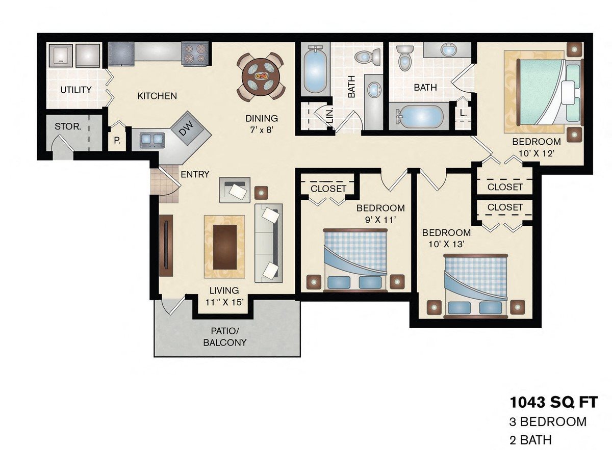 Floor Plans of Stonegate Apartments in Amarillo, TX